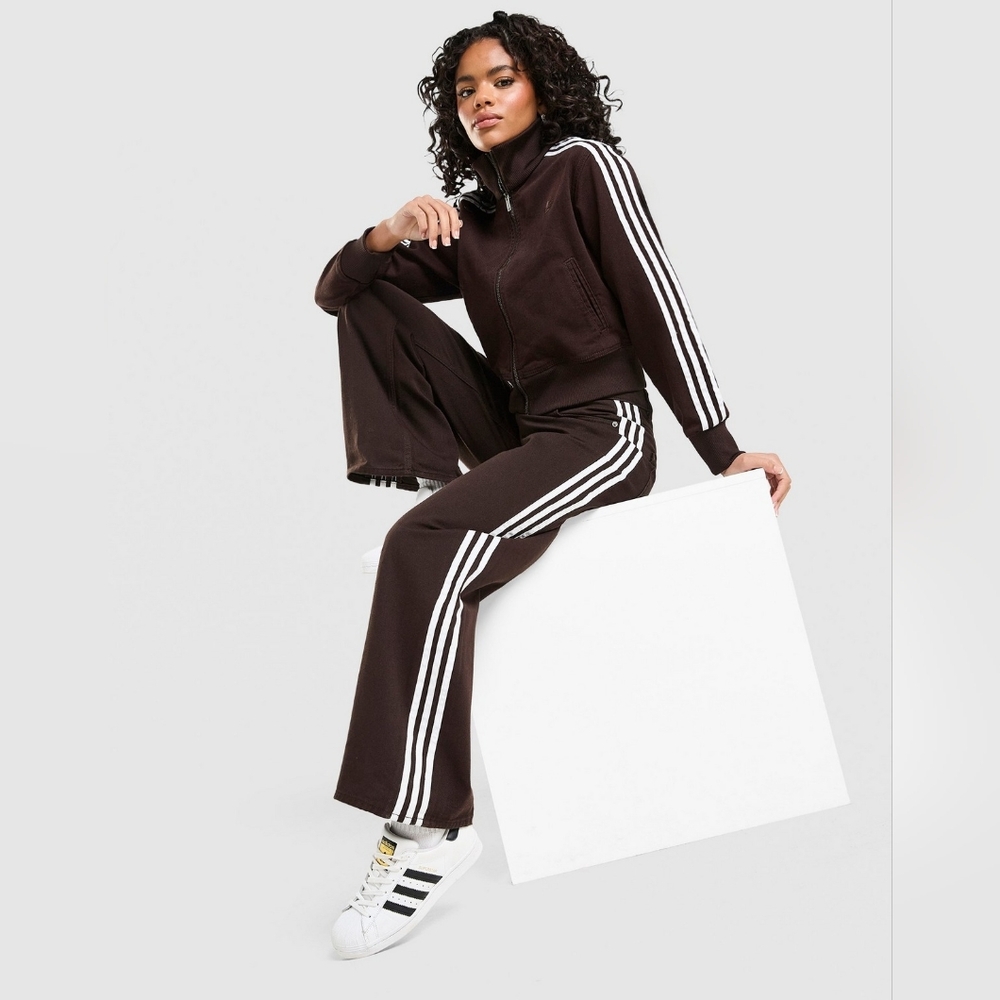 Adidas Women's Firebird Track Pants Denim Jeans Dark Brown Jeans